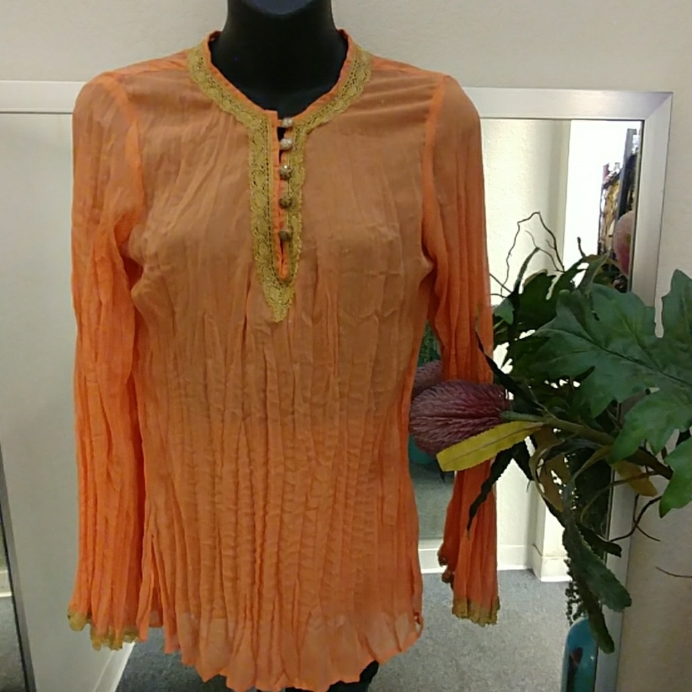 Cache Gauze & Metallic Sheer Blouse - image 1